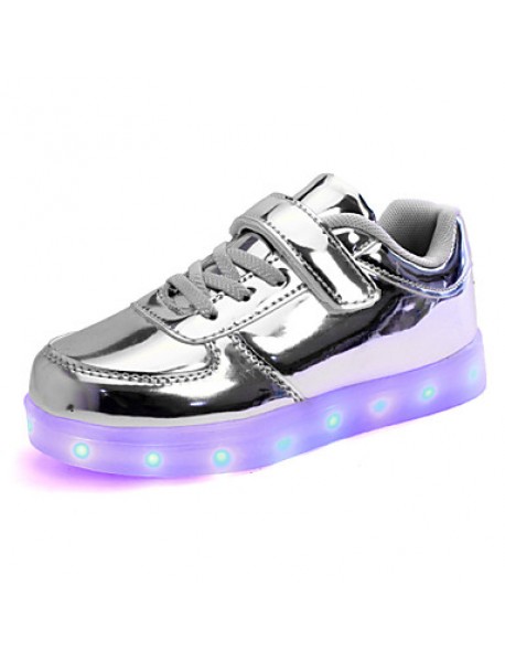 Kid Boy Girl Upgraded Patent Leather LED Light Sport Shoes Flashing Sneakers USB Charge More Colors Available Purple / Silver / Gold  