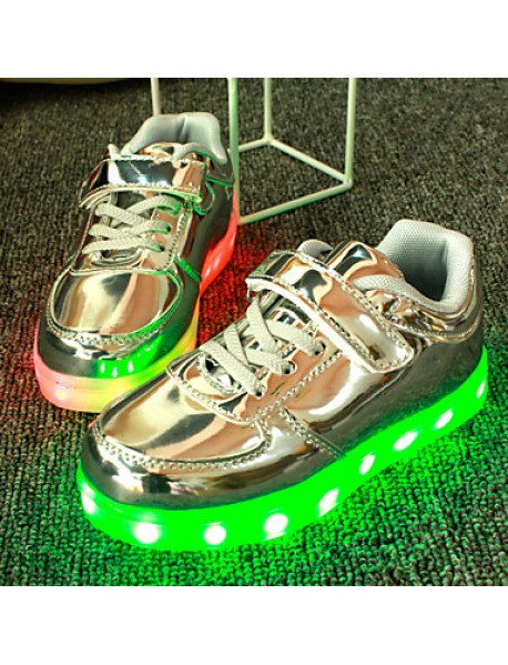 Kid Boy Girl Upgraded Patent Leather LED Light Sport Shoes Flashing Sneakers USB Charge More Colors Available Purple / Silver / Gold  