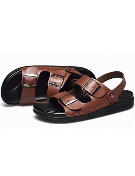 Men's Shoes Outdoor / Office & Career / Work & Duty / Athletic / Casual Nappa Leather Sandals Black / Brown / White  