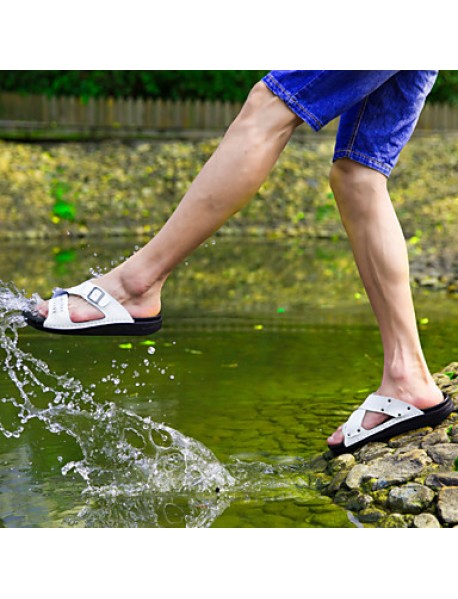 Men's Shoes Outdoor / Office & Career / Athletic / Dress / Casual Nappa Leather Slippers Black / White  