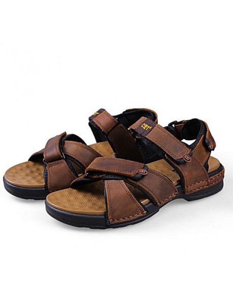 Men's Shoes Outdoor / Office & Career / Athletic / Dress / Casual Nappa Leather Sandals Black / Brown  