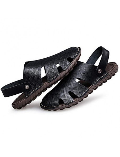 Men's Shoes Outdoor / Office & Career / Athletic / Dress / Casual Nappa Leather Sandals Big Size Black / Brown  