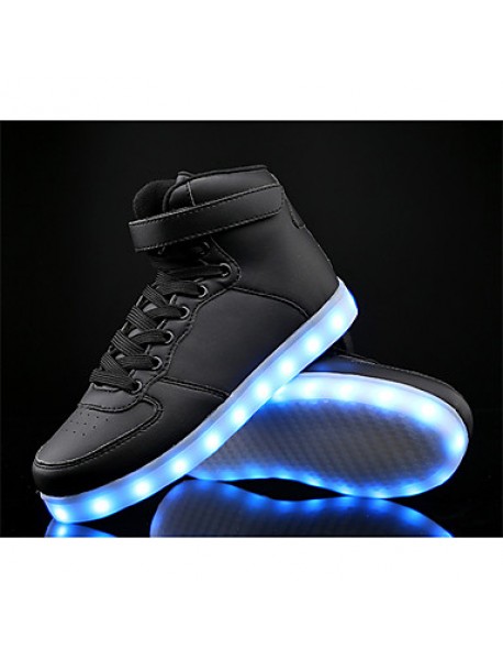 Boy's Sneakers Spring / Fall Comfort PU / Cowhide Athletic Flat Heel Others / LED / Lace-up Black / Blue / White Sneaker  