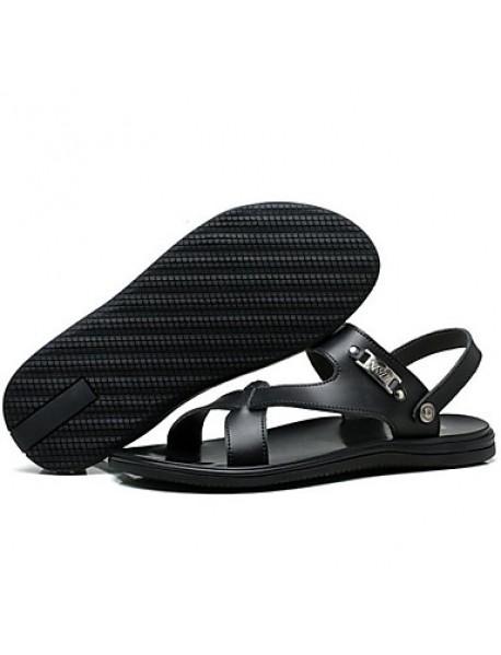 Men's Shoes Outdoor / Office & Career / Work & Duty / Athletic / Dress / Casual Nappa Leather Sandals Black / White  