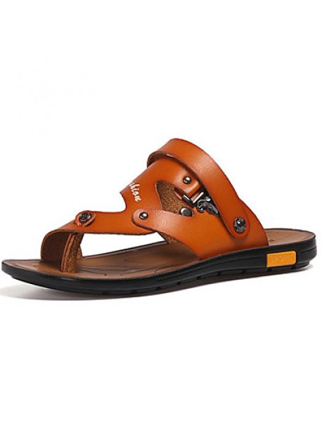 Men's Shoes Outdoor / Athletic / Casual Nappa Leather Sandals Black / Brown  