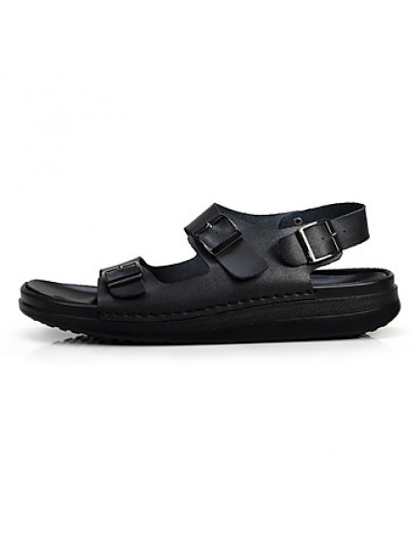 Men's Shoes Outdoor / Casual Leather Sandals / Slip-on Black / Brown / White  