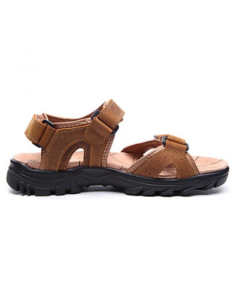 Men's Shoes Outdoor / Office & Career /Work & Duty / Athletic / Dress / Casual Nappa Leather Sandals Black/Brown  