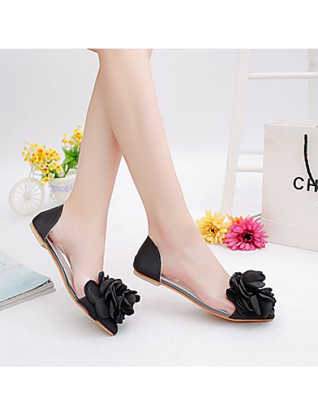 Women's Flats Spring / Fall Ballerina / Pointed Toe Leatherette Outdoor / Office & Career / Casual Flat Heel Applique