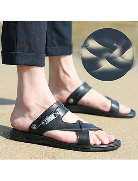 Men's Shoes Outdoor / Office & Career / Work & Duty / Athletic / Dress / Casual Nappa Leather Sandals Black / White  