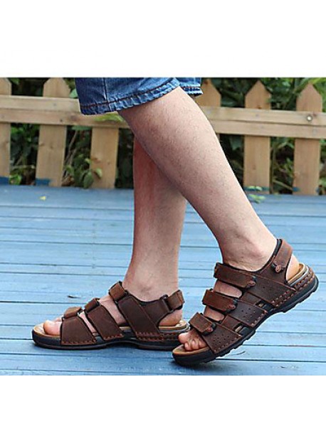 Men's Shoes Outdoor / Office & Career / Athletic / Dress / Casual Nappa Leather Sandals Black / Brown  