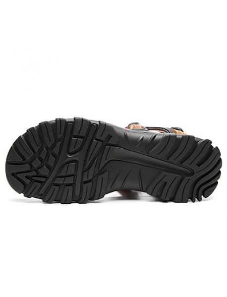 Men's Shoes Outdoor / Office & Career /Work & Duty / Athletic / Dress / Casual Nappa Leather Sandals Black/Brown  