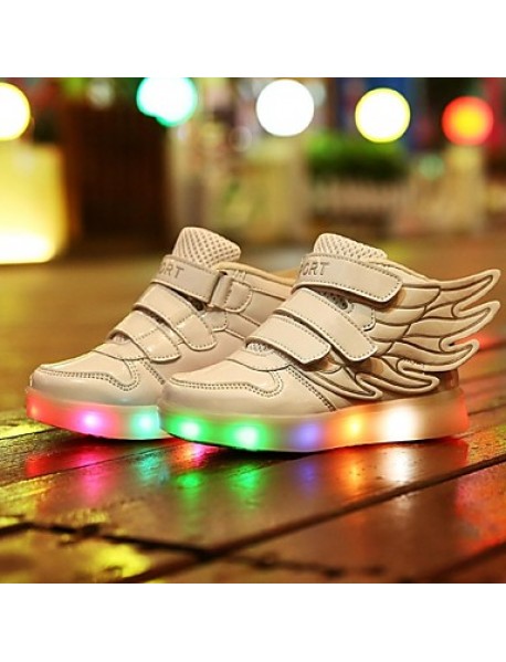 Girl's LED Shoes Sneakers Comfort / Flats Athletic / Casual / Magic Tape / wings / LED Blue / White  