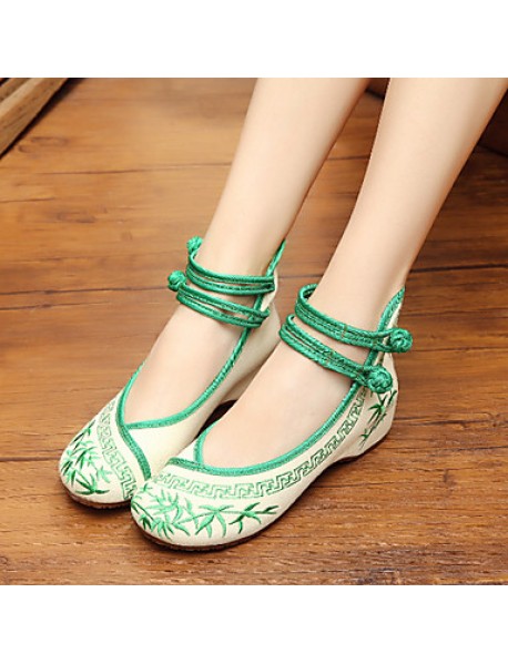 Women's Shoes Canvas Spring / Summer / Fall Mary Jane / Comfort Flats Casual Flat Heel Buckle / Flower Blue / Green