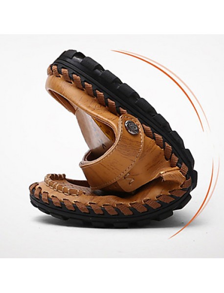 Men's Shoes Outdoor / Office & Career / Athletic / Dress / Casual Nappa Leather Sandals Black / Brown  