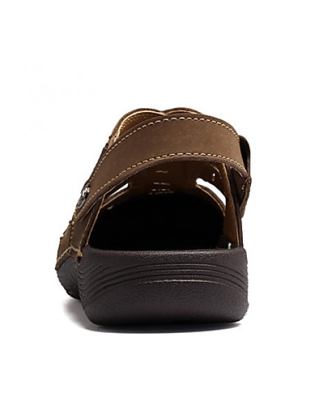 Men's Genuine Leather Slippers Outdoor Comfortable Sandals Beach Shoes  