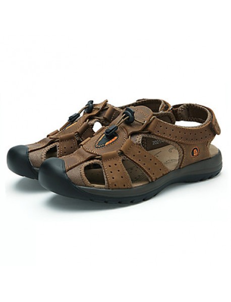 Men's Shoes Outdoor / Casual Leather Sandals Brown / Khaki  