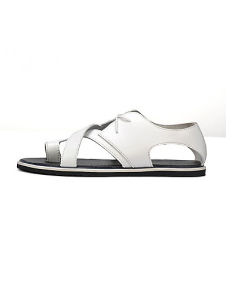   Men's Shoes Casual Leatherette Sandals Black / White  