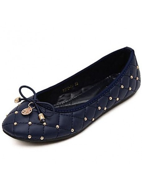 Women's Spring / Summer / Fall Round Toe Leatherette Casual / Dress Flat Heel Bowknot / Rivet Black / Blue / Beige