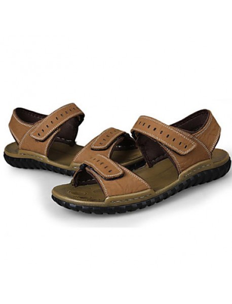 Men's Shoes Outdoor / Office & Career / Athletic / Casual Nappa Leather Big size Sandals Khaki  