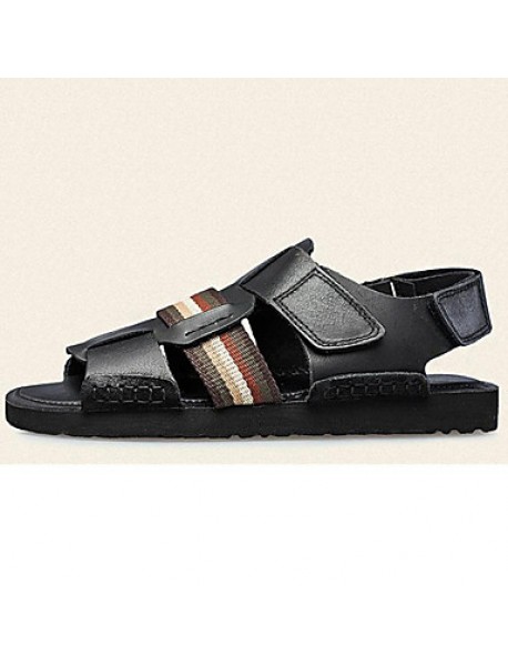 Men's Shoes Outdoor / Office & Career / Athletic / Dress /Casual Nappa Leather Sandals Big Size Black / Brown  