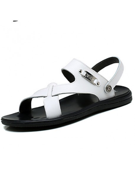 Men's Shoes Outdoor / Office & Career / Work & Duty / Athletic / Dress / Casual Nappa Leather Sandals Black / White  