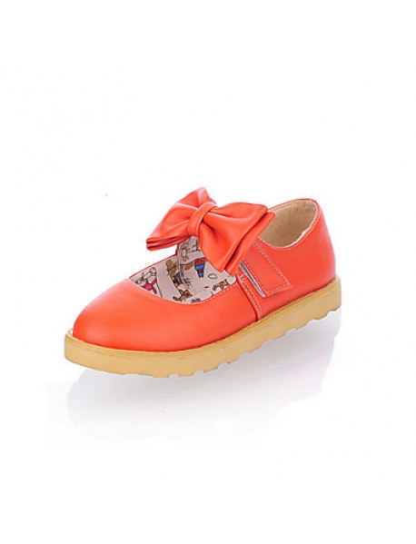 Women's Spring / Summer / Fall Round Toe Leatherette Office & Career / Casual / Dress Flat Heel Bowknot Blue / Yellow / Pink / Orange