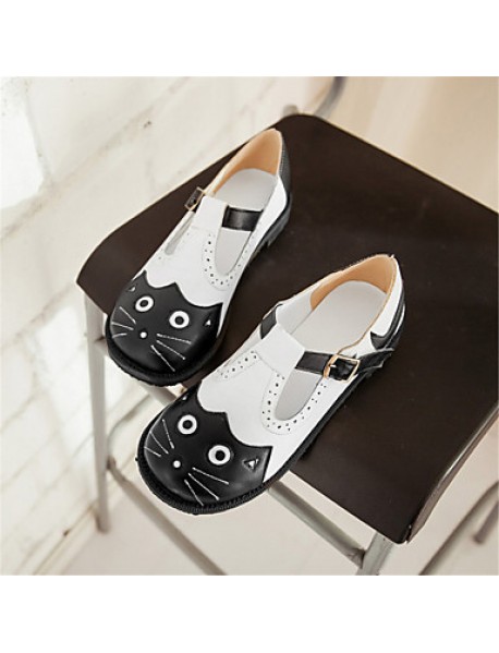 Women's Spring / Summer / Fall / Winter Round Toe Leatherette Outdoor / Dress / Casual Flat Heel Black