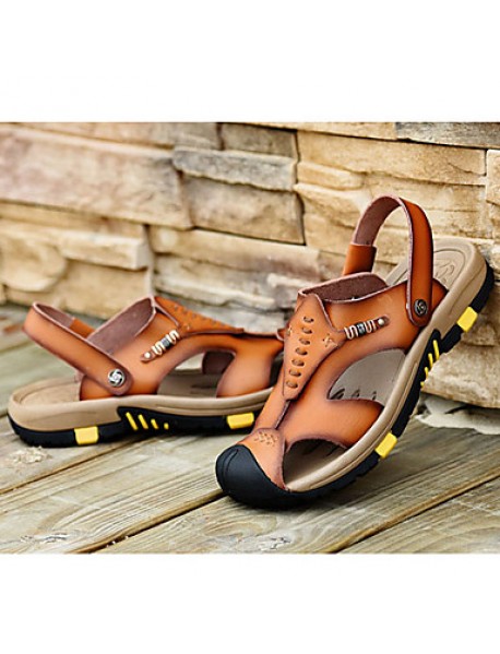 Men's Shoes Outdoor / Office & Career / Athletic / Dress / Casual Nappa Leather Sandals Brown  