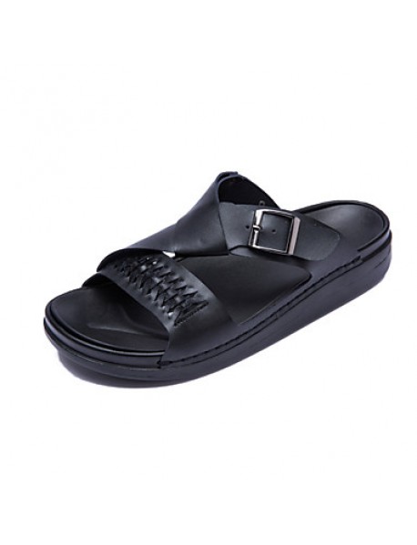 Men's Shoes Outdoor / Office & Career / Athletic / Dress / Casual Nappa Leather Slippers Black / White  