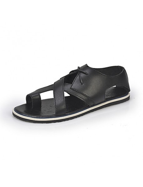   Men's Shoes Casual Leatherette Sandals Black / White  