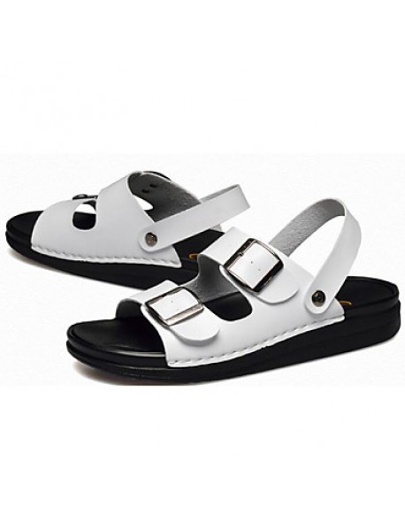 Men's Shoes Outdoor / Office & Career / Work & Duty / Athletic / Casual Nappa Leather Sandals Black / Brown / White  