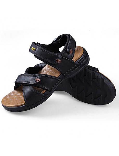 Men's Shoes Outdoor / Office & Career / Athletic / Dress / Casual Nappa Leather Sandals Black / Brown  