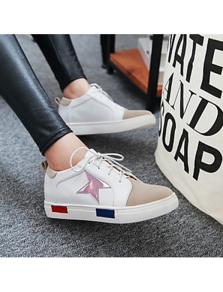 Women's Shoes Spring / Fall Wedges / Platform / Flats Flats Platform Lace-up Pink / Red / Silver/2-5