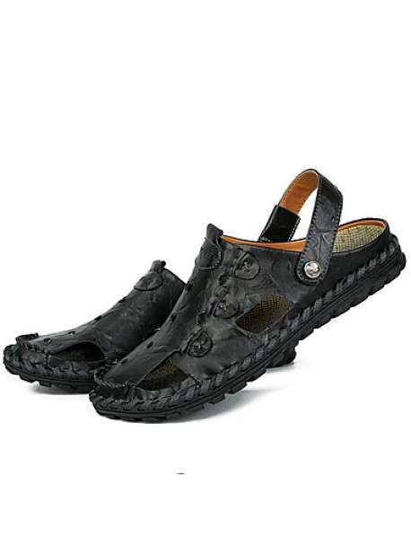 Men's Shoes Outdoor / Office & Career / Athletic / Dress / Casual Nappa Leather Sandals Black / Brown  