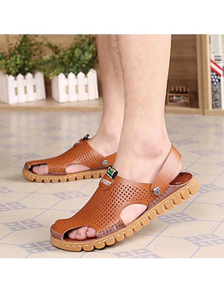 Men's Shoes Outdoor / Office & Career / Athletic / Dress / Casual Leather Sandals Brown  