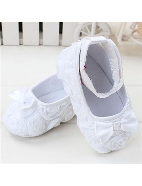 Girl's Flats Fall / Winter Crib Shoes Lace Casual Flat Heel Bowknot Pink / Purple / Red / White  