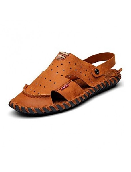 Men's Shoes Outdoor / Office & Career / Athletic / Dress / Casual Nappa Leather Sandals / Flip-Flops Brown  