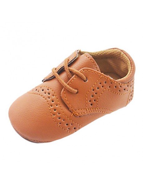 Boy's Flats Spring / Fall / Winter First Walkers / Crib Shoes Leatherette Casual Flat Heel Lace-up Brown / White  