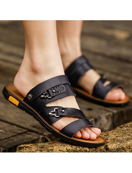 Men's Shoes Outdoor / Athletic / Casual Nappa Leather Sandals Black / Brown  