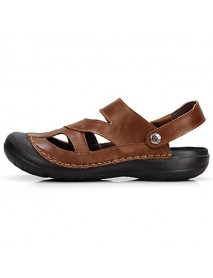 Men's Shoes Leather Casual Sandals Casual Brown / Khaki  