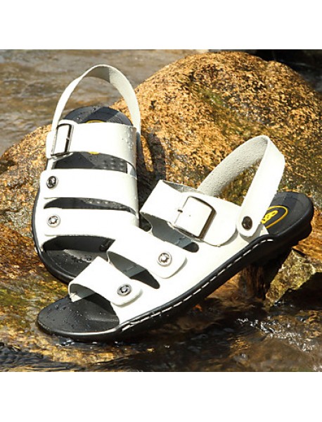 Men's Shoes Outdoor / Office & Career / Athletic / Dress / Casual Leather Sandals Black / Brown / White  