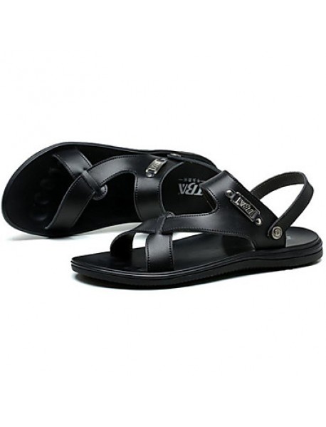 Men's Shoes Outdoor / Office & Career / Work & Duty / Athletic / Dress / Casual Nappa Leather Sandals Black / White  