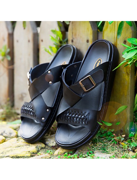 Men's Shoes Outdoor / Office & Career / Athletic / Dress / Casual Nappa Leather Slippers Black / White  