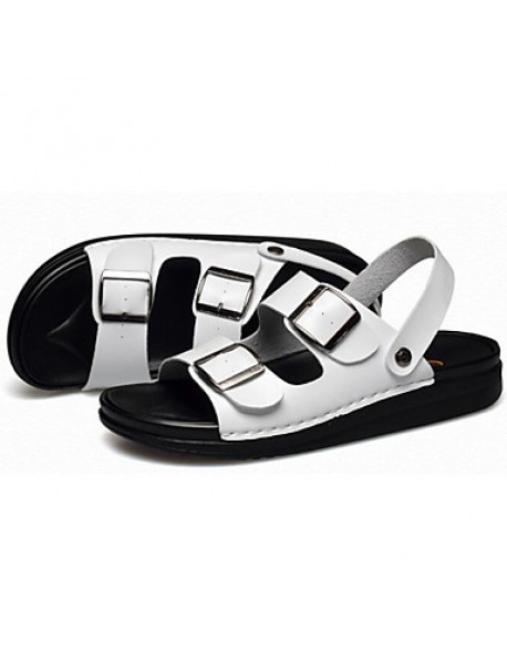 Men's Shoes Outdoor / Office & Career / Work & Duty / Athletic / Casual Nappa Leather Sandals Black / Brown / White  