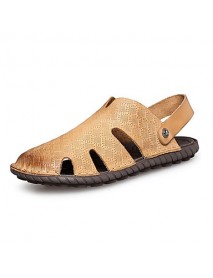 Men's Shoes Outdoor / Office & Career / Athletic / Dress / Casual Nappa Leather Sandals Big Size Black / Brown  