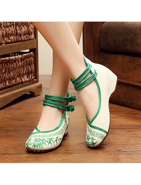 Women's Shoes Canvas Spring / Summer / Fall Mary Jane / Comfort Flats Casual Flat Heel Buckle / Flower Blue / Green