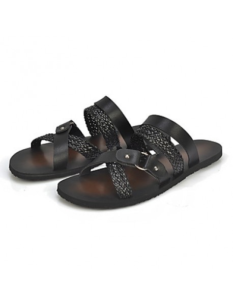   Men's Shoes Casual Leatherette Sandals Black / White  