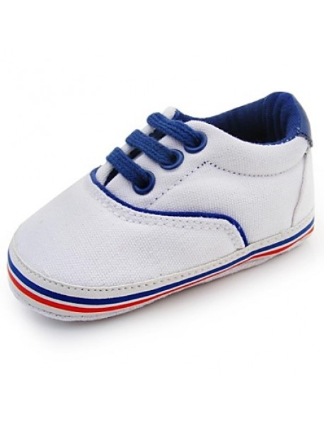 Boy's Flats Spring / Fall / Winter First Walkers / Crib Shoes Twill Outdoor Flat Heel Lace-up White  