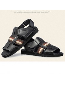 Men's Shoes Outdoor / Office & Career / Athletic / Dress /Casual Nappa Leather Sandals Big Size Black / Brown  