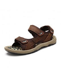 Men's Shoes Outdoor / Office & Career / Athletic / Dress / Casual Nappa Leather Sandals Black / Brown / Taupe  